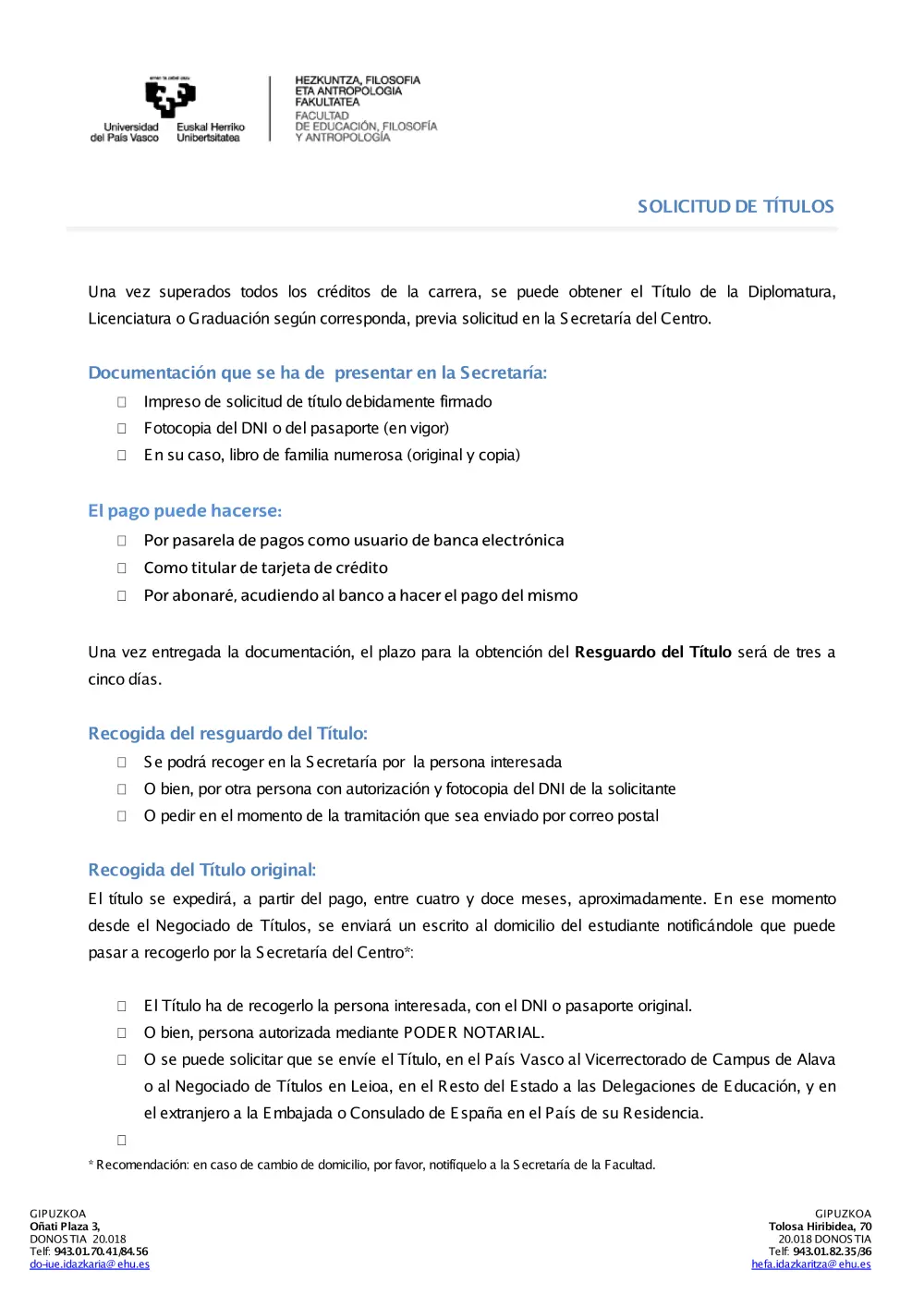 fotocopia titulo universitario upv ehu - Cuánto tarda en llegar el título universitario UPV EHU